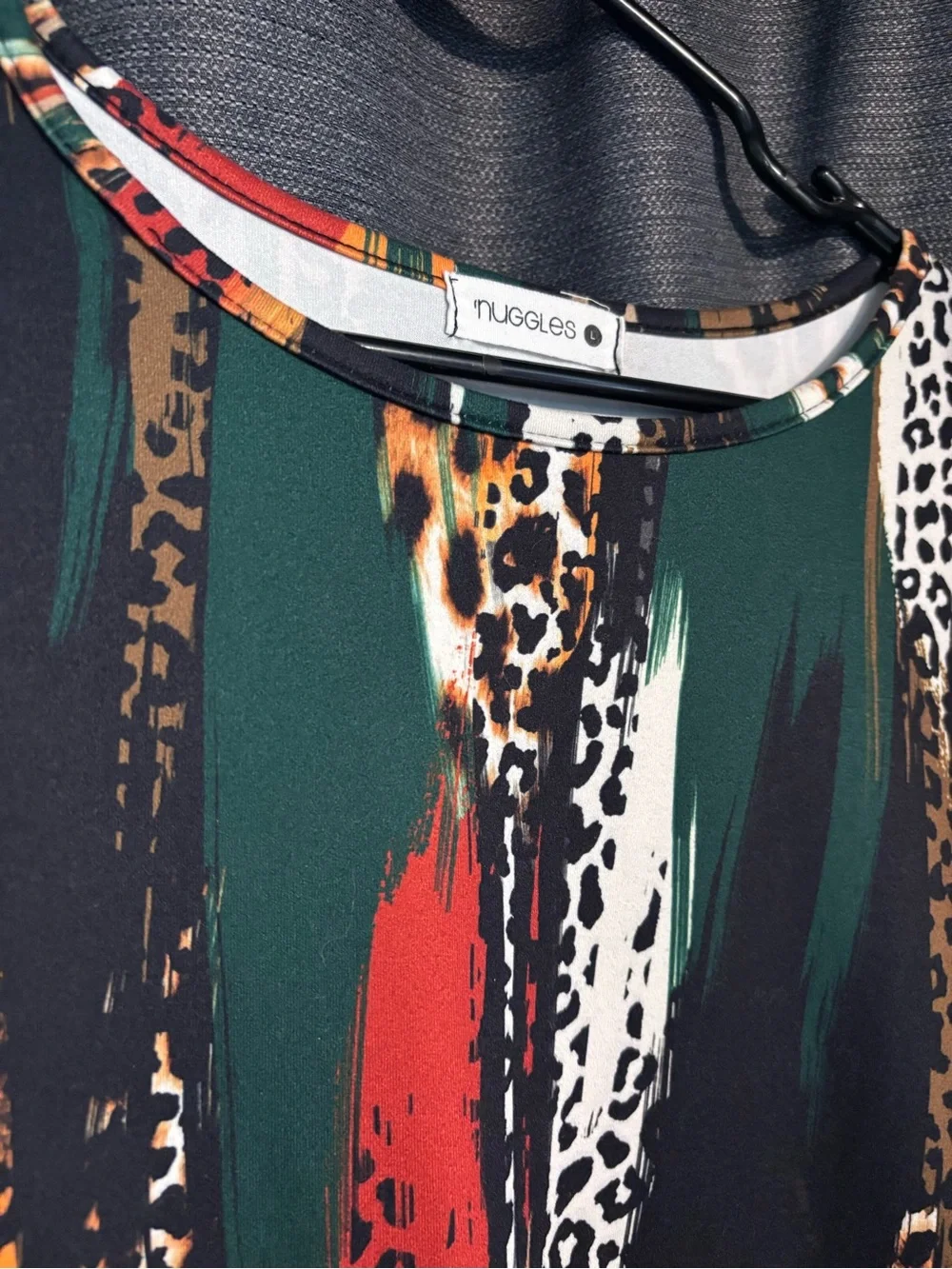 Nuggles Multi-Color Printed Ruffle-Hem Tunic - Green Accent - Picture 3 of 4